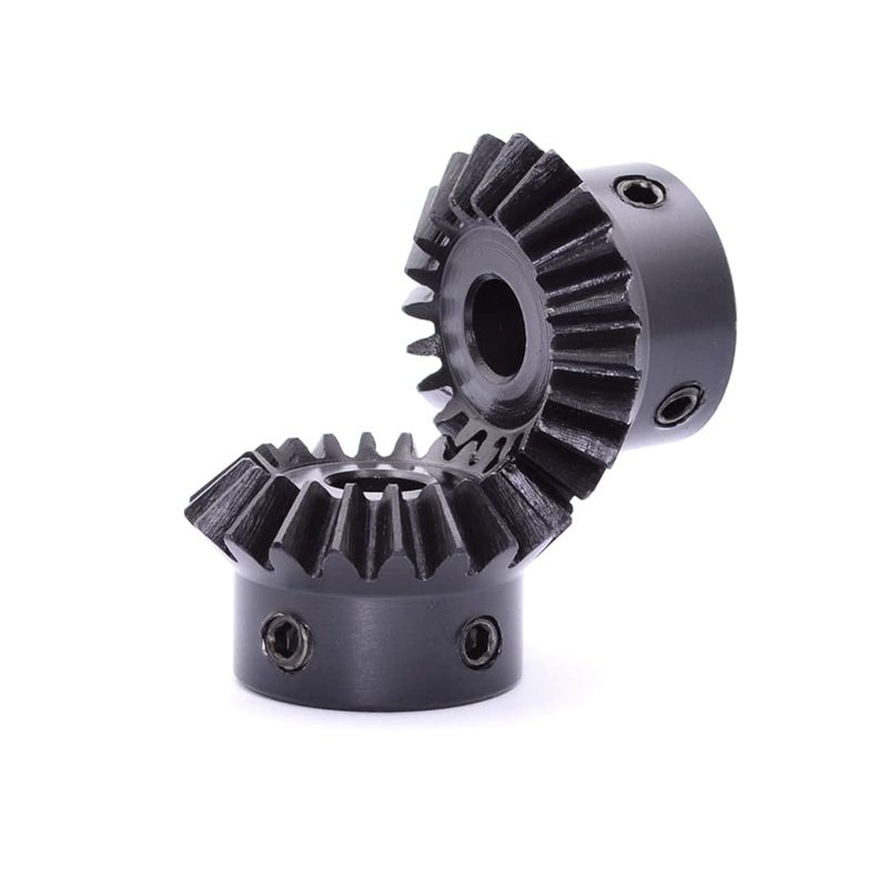 PGFUN 2 Pcs 1.5M 20 Teeth 8/10/12/14/15/16mm Shaft Hole Tapered Bevel Gear 1: 1# 45 Steel 1.5 Module 90 Degree Steering Gear with M5 Fixing Hole (10mm) - Image 4
